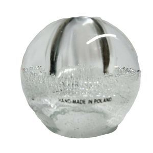 Art Glass Oil Lamp Paperweight Bud Vase Clear Round Bubble Handmade Poland